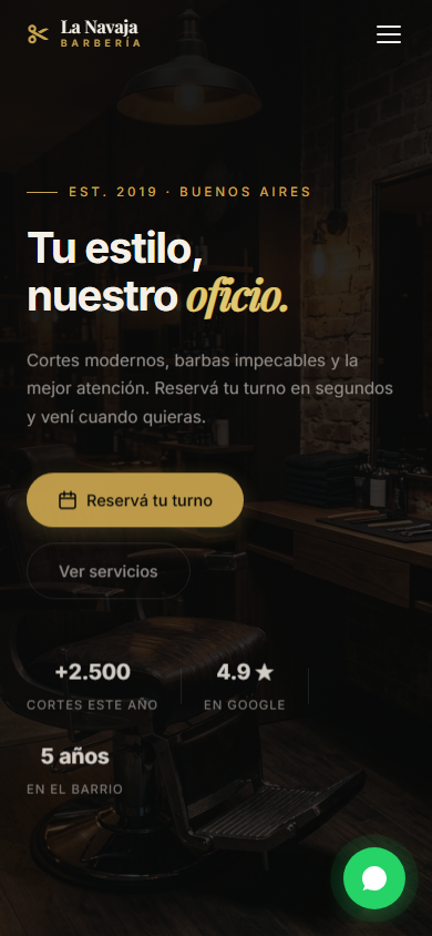 Pantalla de gestión de turnos de una barbería